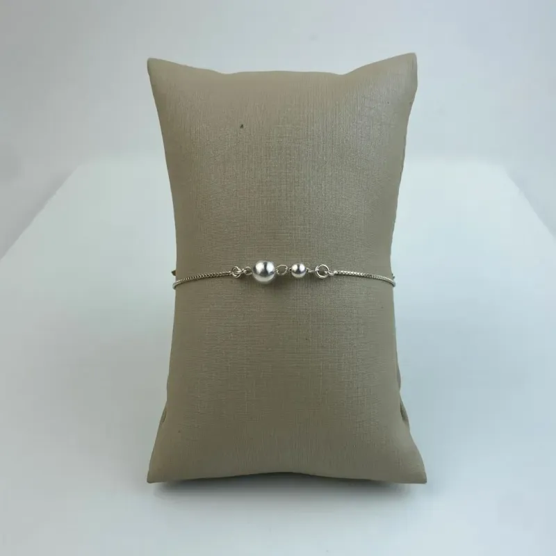 Pulseira Prata com Bolinhas em Prata 925