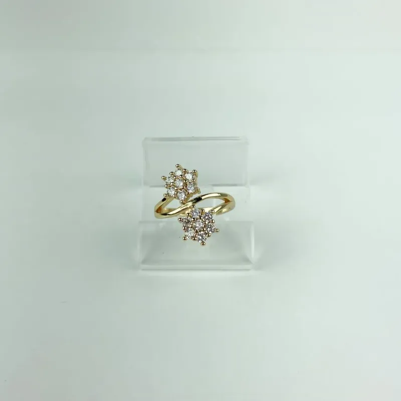 Anel Flocos de Neve em Zircônias Folheado a Ouro 18k