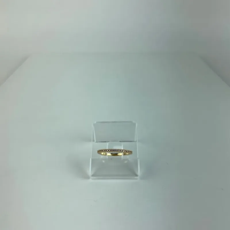 Anel Meia Aliança em Zircônia Folheado a Ouro 18k
