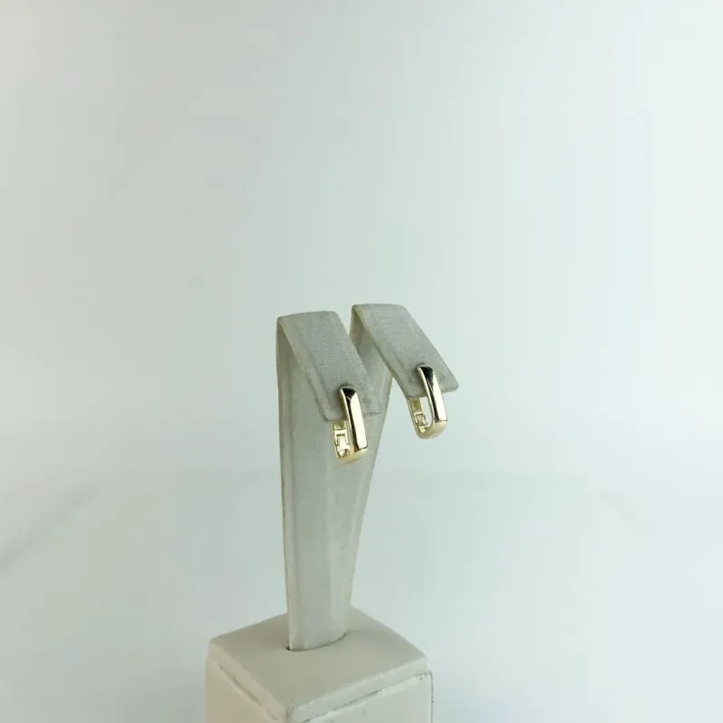 Brinco Argola Retangular Folheado a Ouro 18 K
