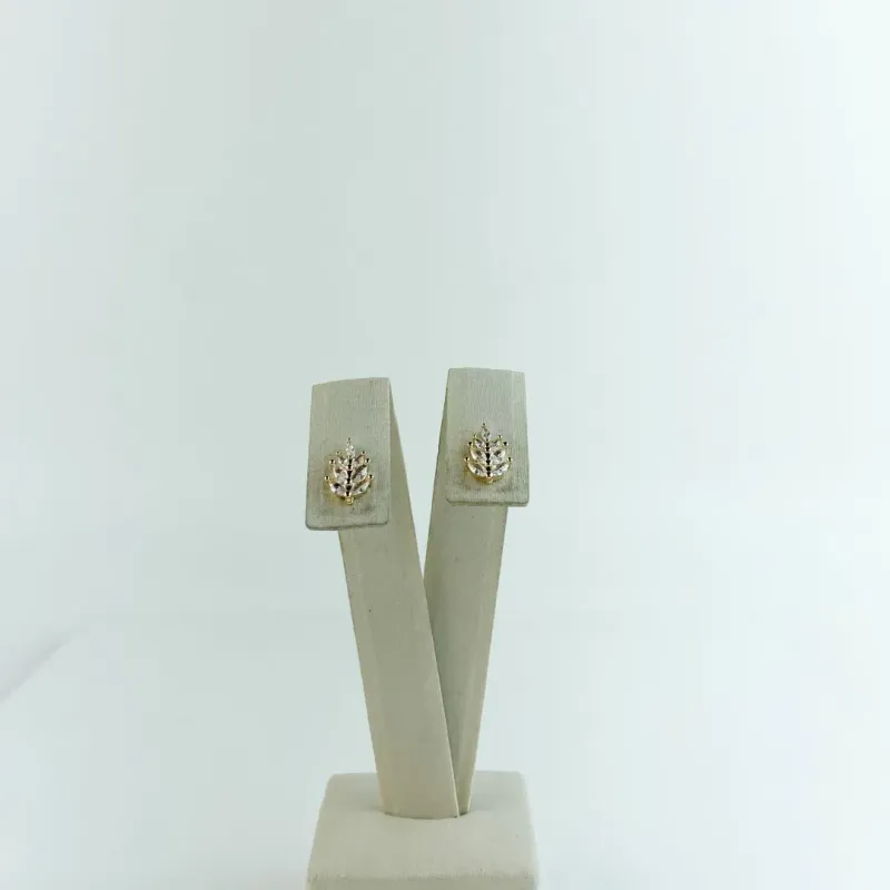 Brinco Folha em Zircônias Folheado a Ouro 18 K
