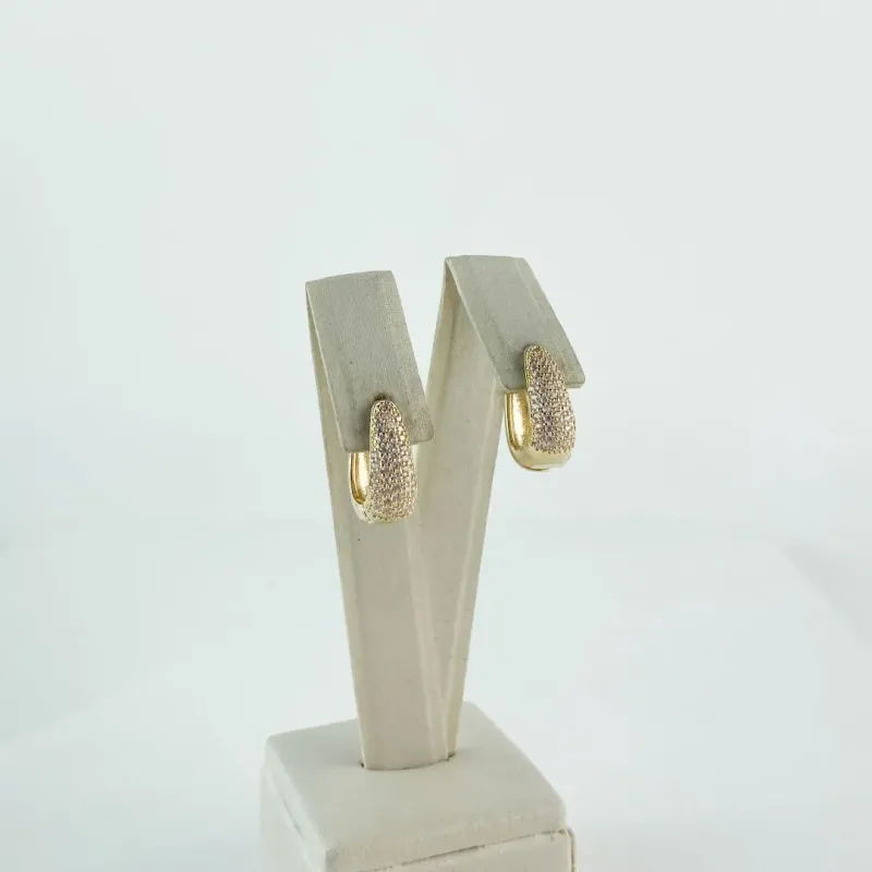 Brinco Gota Cravejado em Zircônias Folheado a Ouro 18 K