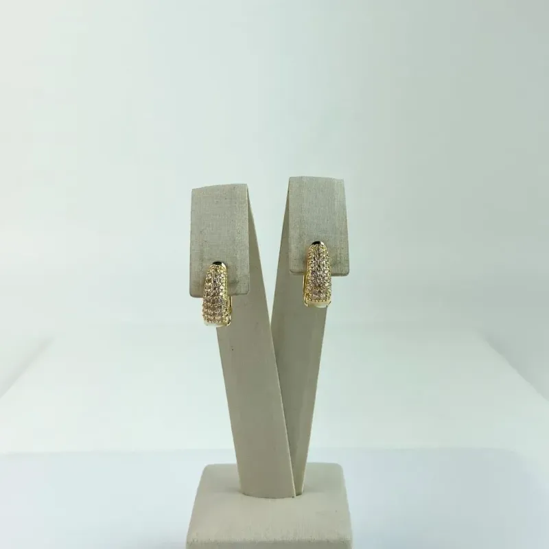 Brinco Gota Cravejado em Zircônias Folheado a Ouro 18 K