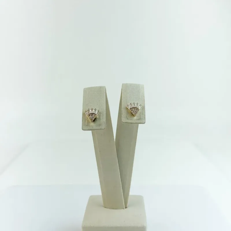 Brinco Leque em Zircônias Folheado a Ouro 18 K