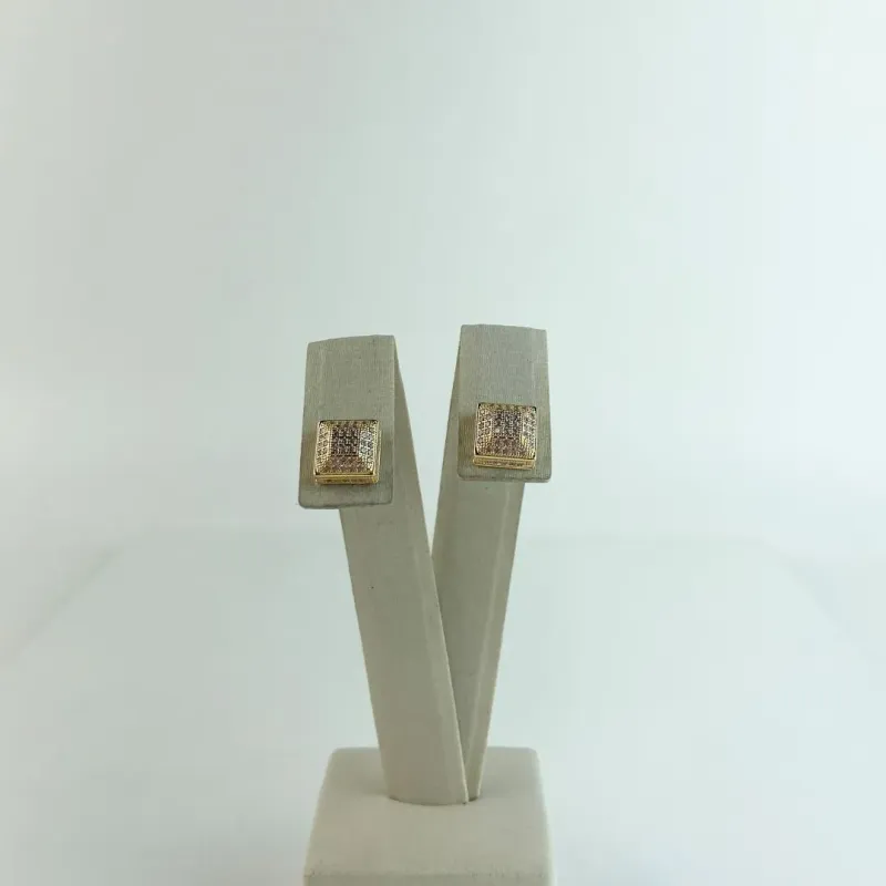 Brinco Quadrado Abaulado Folheado a Ouro 18 K