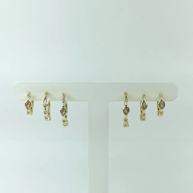 Brinco Trio de Argolas em Zircônia Folheado a Ouro 18k