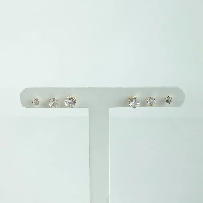 Brinco Trio Ponto de Luz Folheado a Ouro 18k