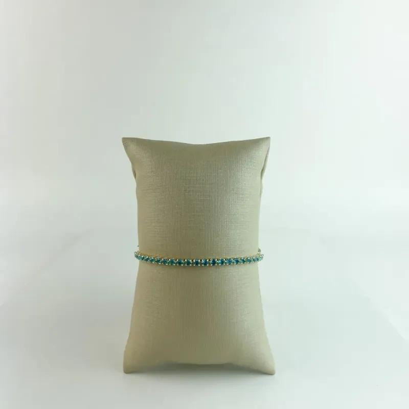 Pulseira Riviera Ajustável Aqua Marine Folheado a Ouro 18k
