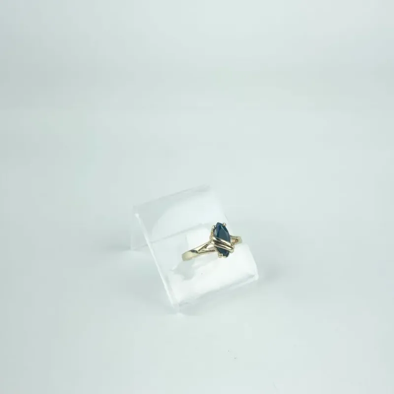 Anel Losango 3 Garras Preto Folheado a Ouro 18k