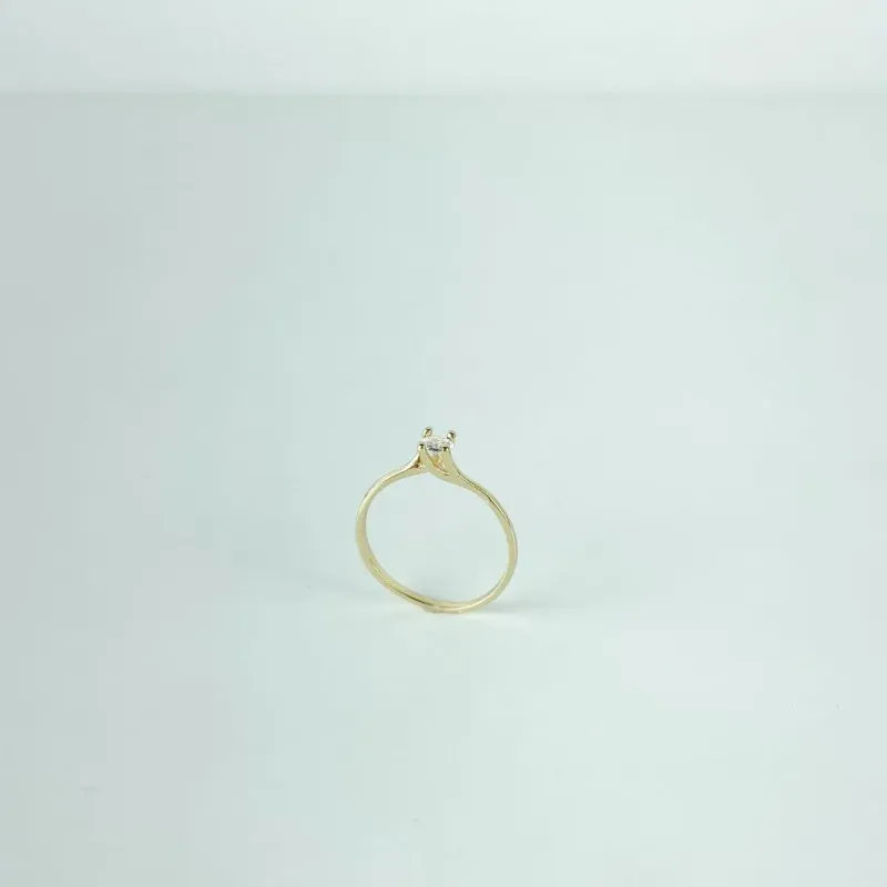 Anel Solitário Folheado a Ouro 18k