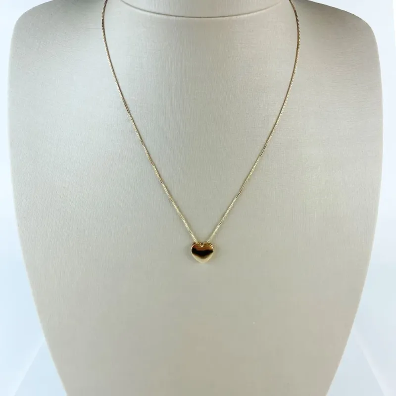 Colar Veneziana com Pingente de Coração Folheado a Ouro 18k