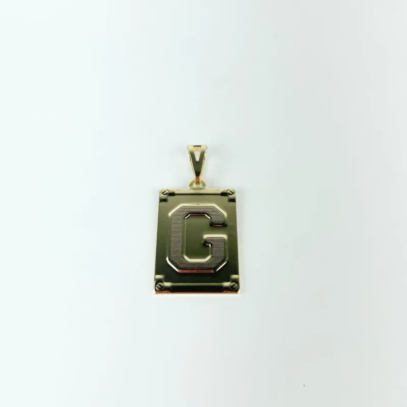 Pingente Placa Letra G Folheado a Ouro 18k