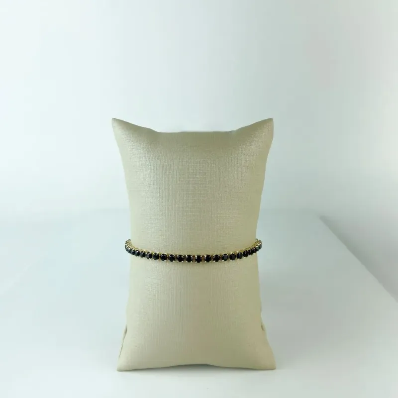 Pulseira Riviera em Zircônias Negra Folheado a Ouro 18k