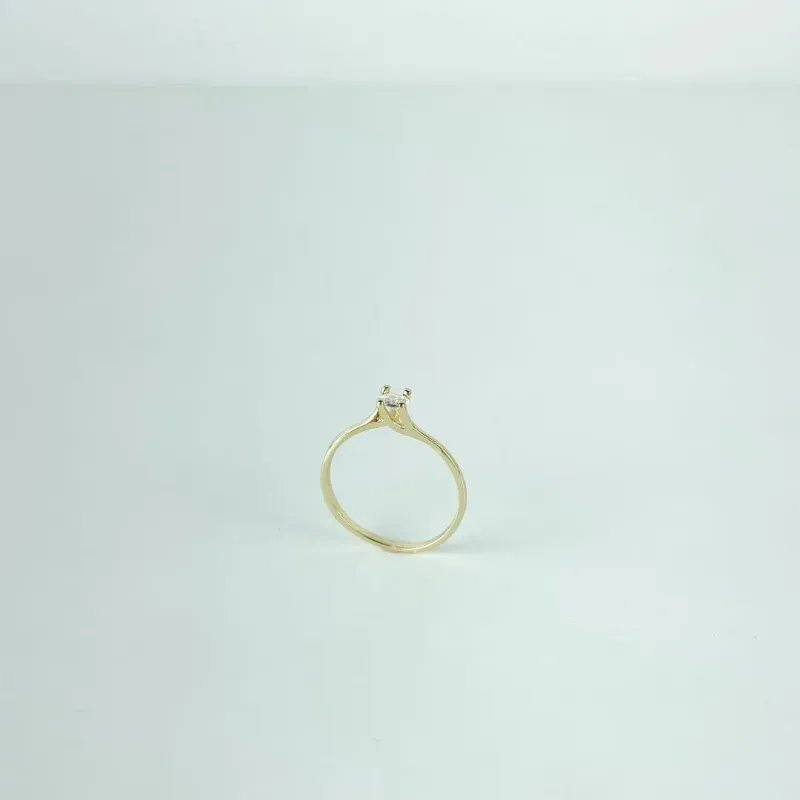 Anel Solitário Folheado a Ouro 18k