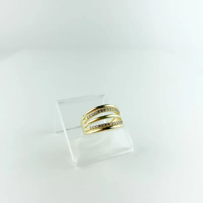 Anel Aros Lisos e Cravejados em Zircônia Folheado a OUro 18k
