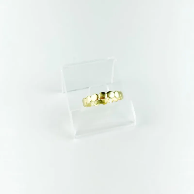 Anel Bolinhas Chapa Fosca Folheado a Ouro 18k