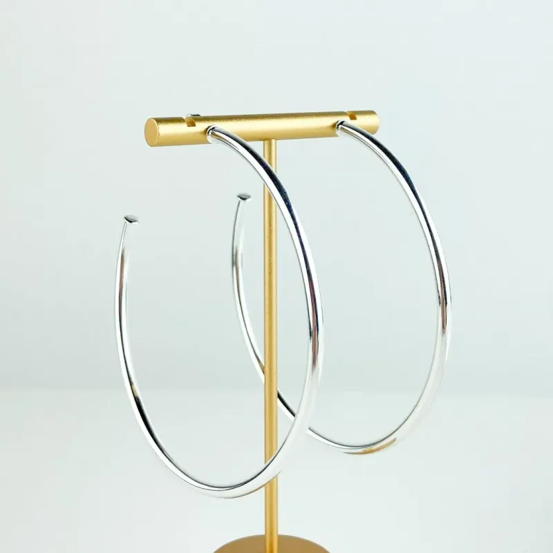 Brinco Argola Tubo Liso Folheado a Ouro 18K