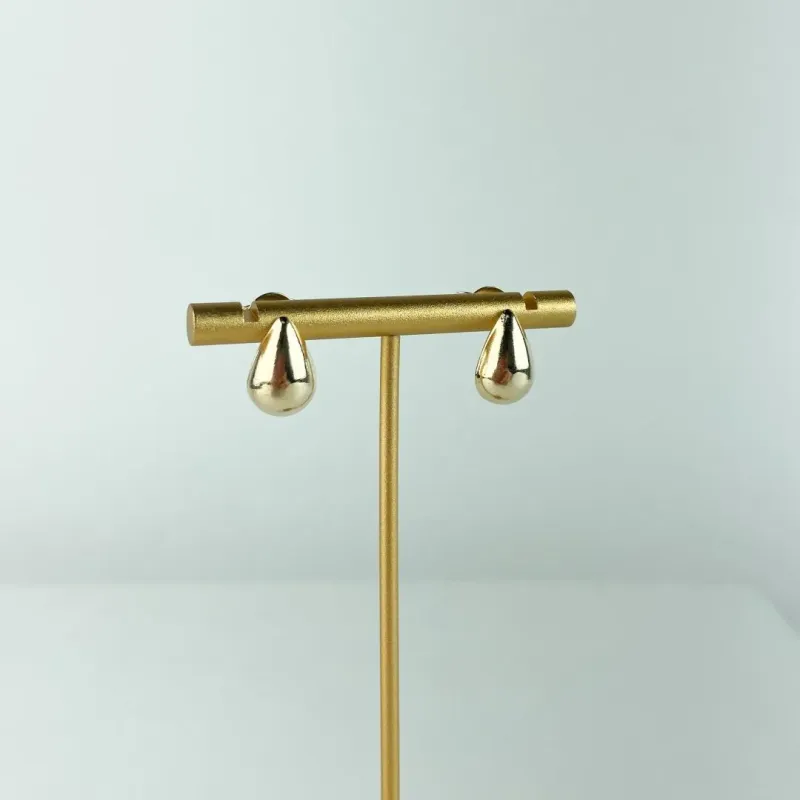 Brinco Gota Lisa Folheado a Ouro 18 K