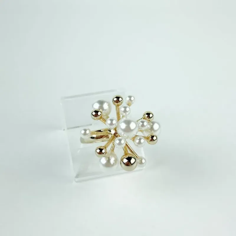 Anel Esplosão de Pérolas Folheado a Ouro 18k