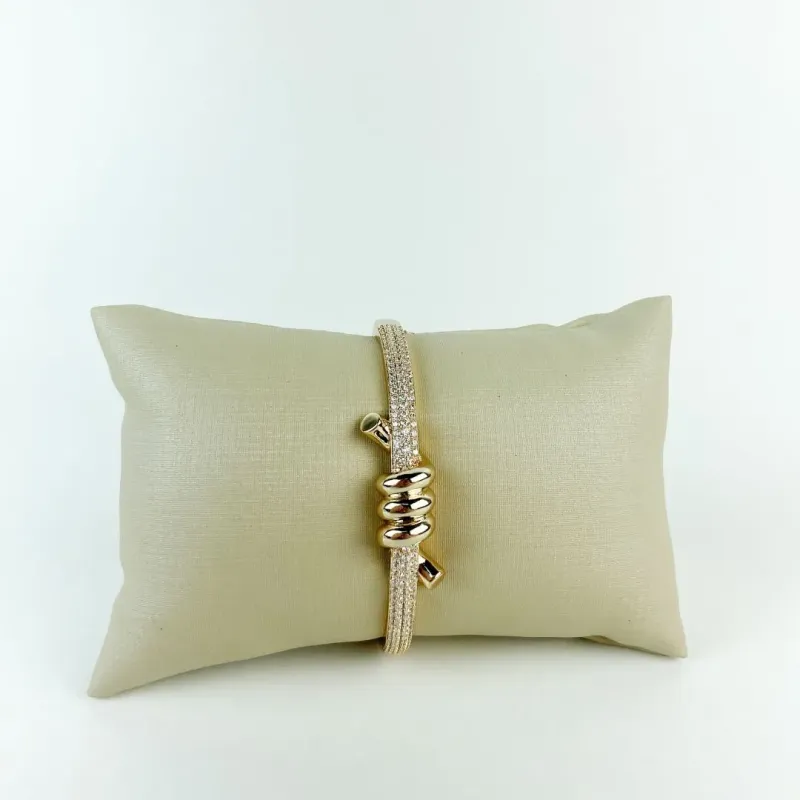 Bracelete Nó Cravejado em Zircônia Folheado a Ouro 18k