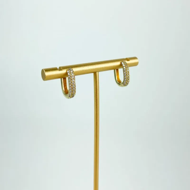 Brinco Argola Cravejada em Zircônia Folheado a OUro 18k