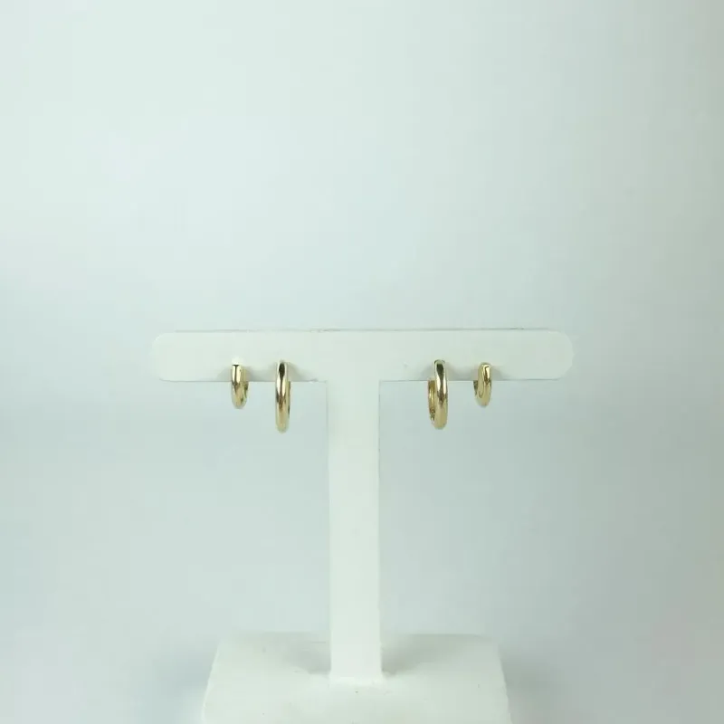 Brinco Duo de Argolas Lisas Folheado a Ouro 18k