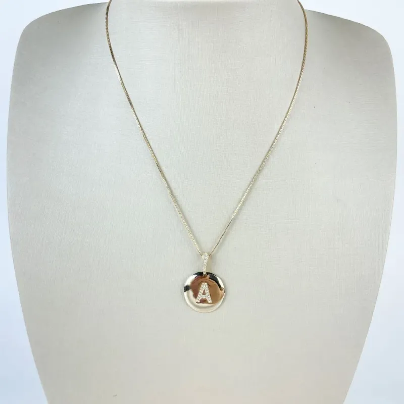 Colar Veneziana com Pingente de Letra A Folheado a Ouro 18k