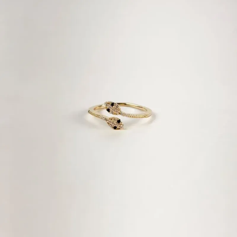Anel Design de Cobra em Zircônias Folheado a Ouro 18k