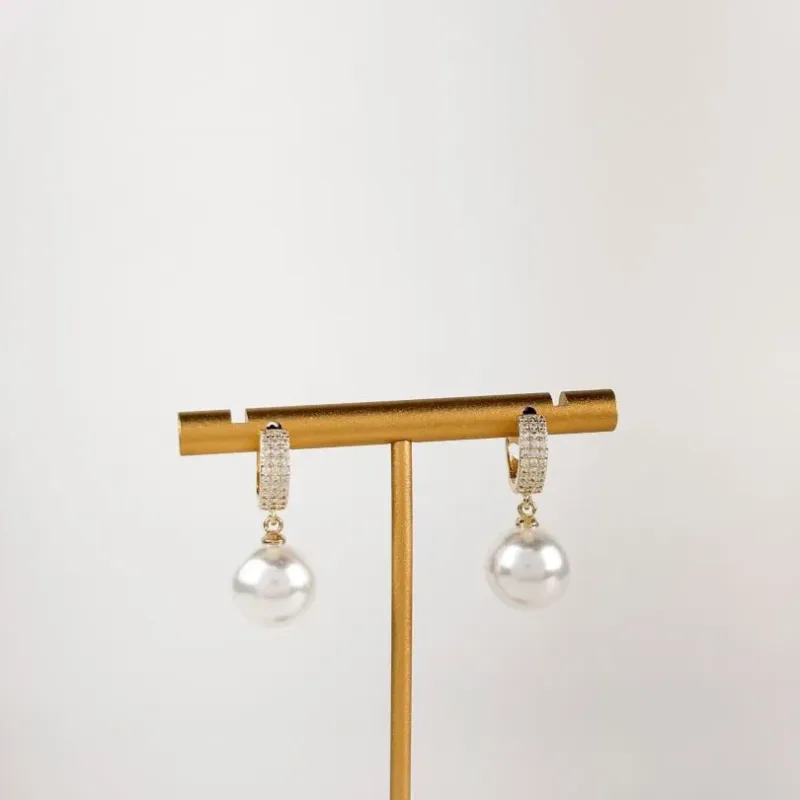 Brinco Argola Pérola em Zircônia Folheado a Ouro 18k