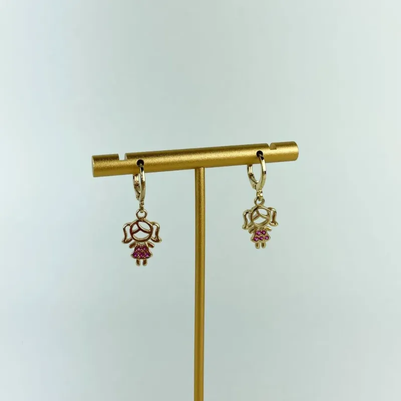 Brinco Meninas com Zircônias Folheado a Ouro 18k