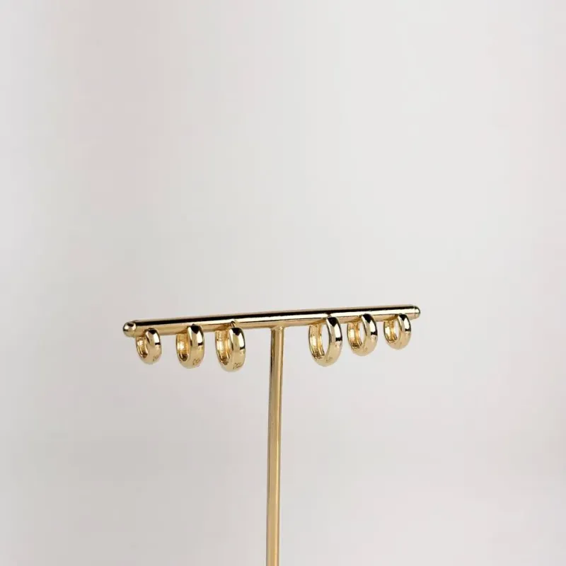 Brinco Trio Argola Lisa Folheado a Ouro 18k