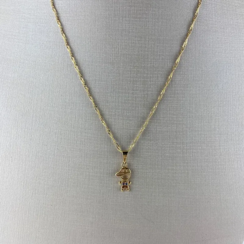 Colar Singapura com Pingente de Menino Folheado a Ouro 18k