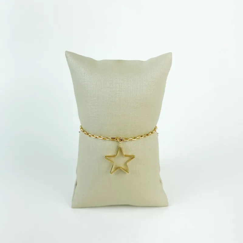 Pulseira Elo Cartier com Estrela Folheado a Ouro 18