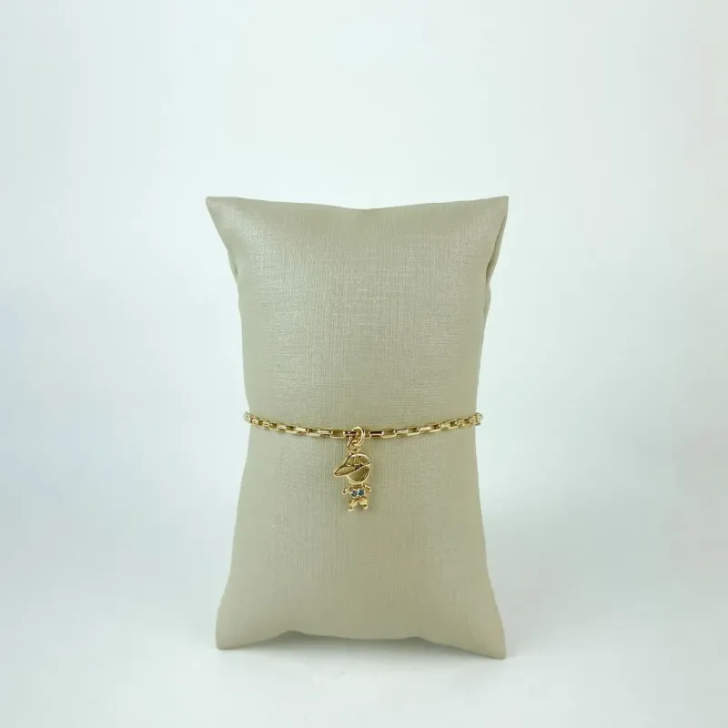 Pulseira Elo Cartier com Menino Folheado a Ouro 18K