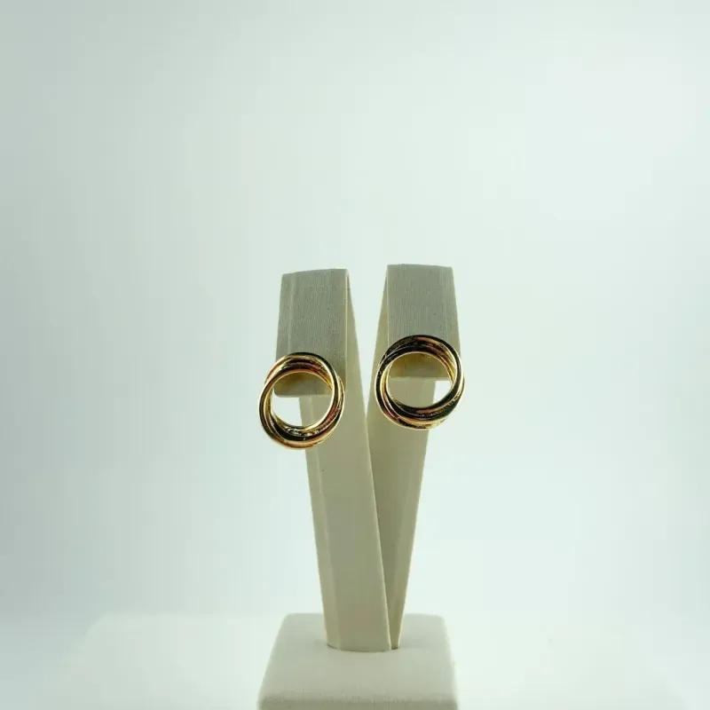 Brinco com Design Dois Círculos Entrelaçados Folheado a Ouro 18k