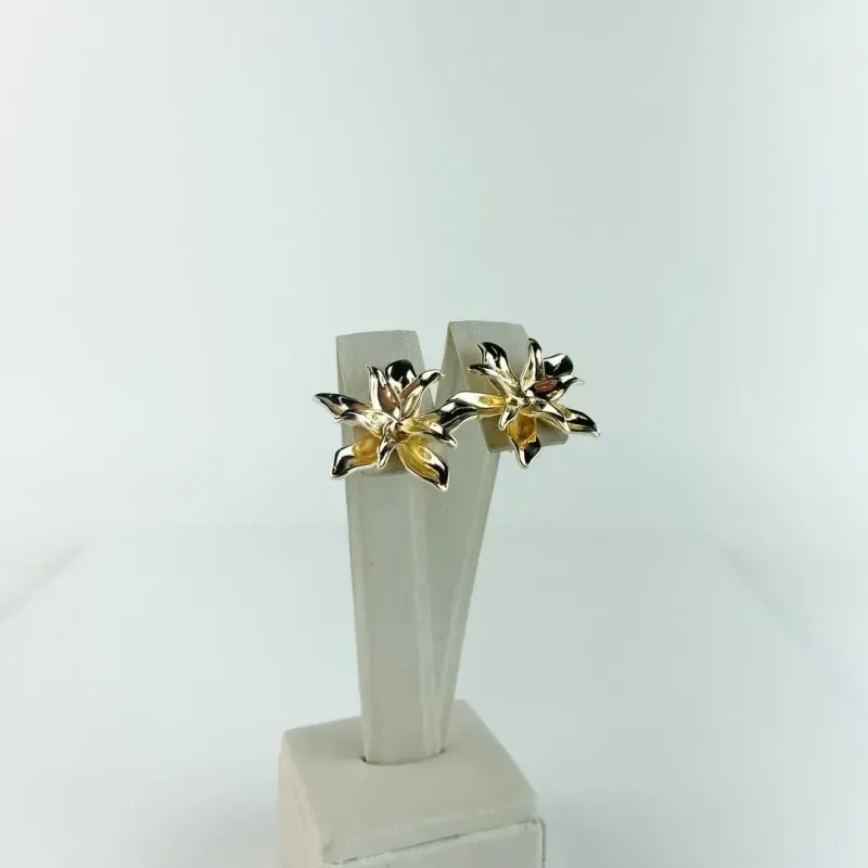 Brinco Flor de Lótus  Folheado a Ouro 18k