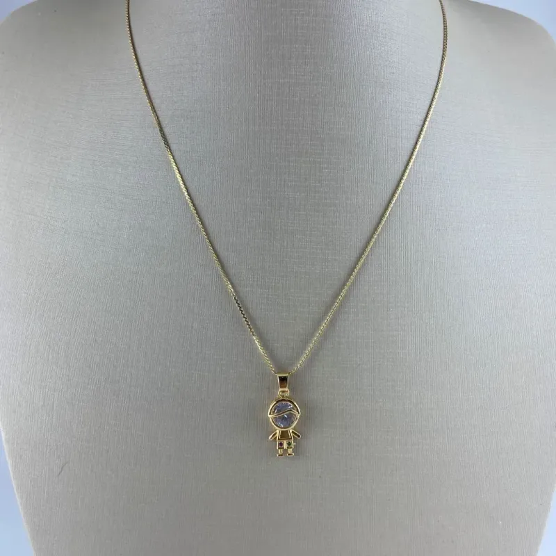 Colar Veneziana com Pingente Menino Folheado a Ouro 18k