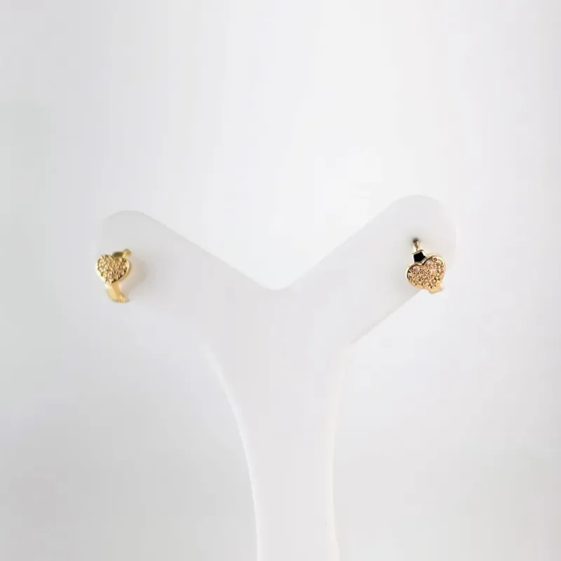 Brinco Argola Coração em Micro Zircônias Folheado a Ouro 18k