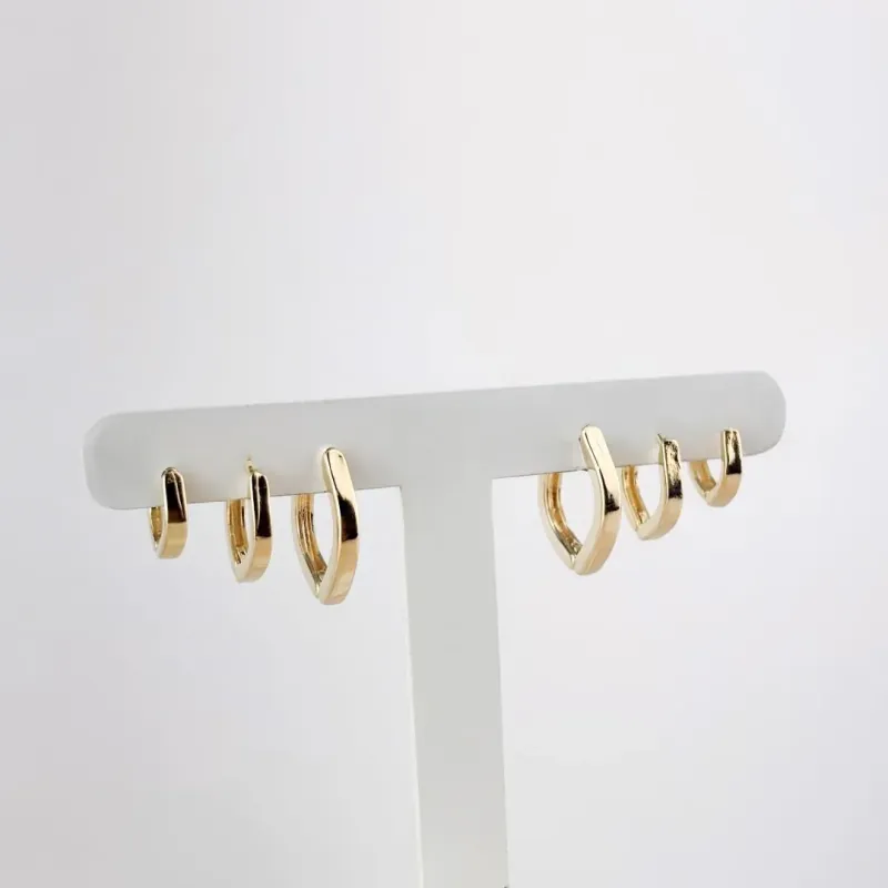Brinco Trio Argola Gota Folheado a Ouro 18k