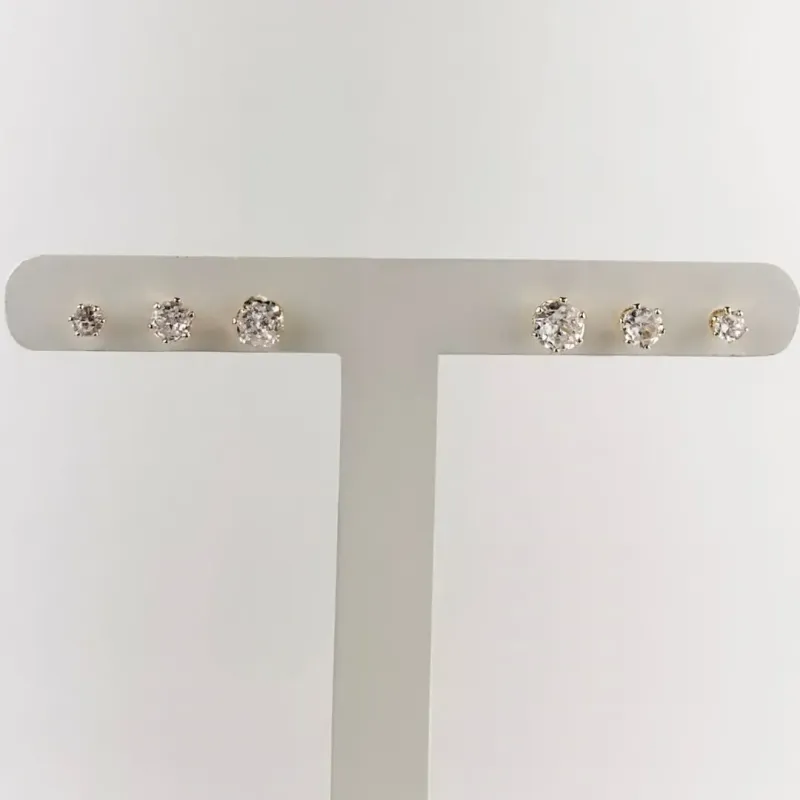 Brinco Trio Ponto de Luz Cristal Folheado a Ouro 18k