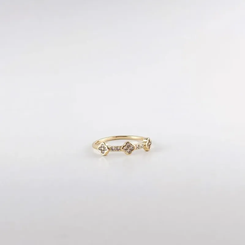Anel Inspiração Van Cleef em Zircônias Folhado a Ouro 18k