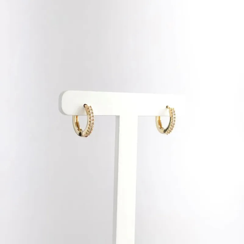 Brinco Argola em Zircônias Folheado a Ouro 18k