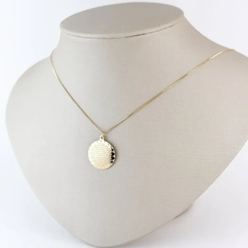 Colar Pingente Pai Nosso Folheado a Ouro 18k