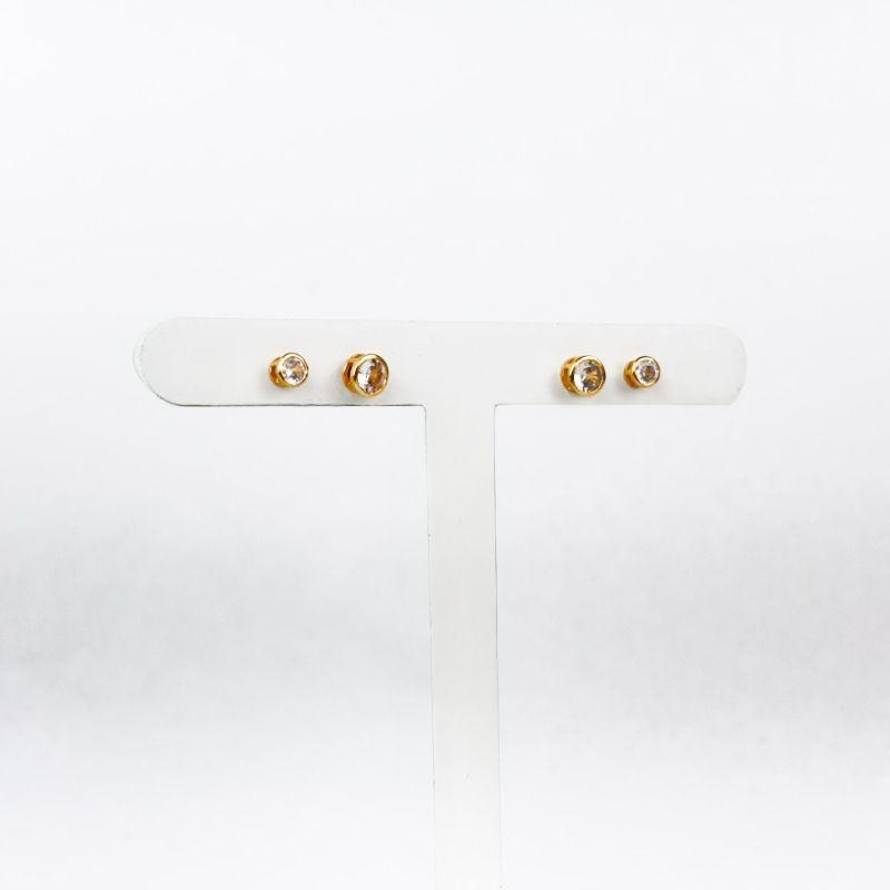 Brinco Duo Ponto de Luz em Zircônias Folheado a Ouro 18k