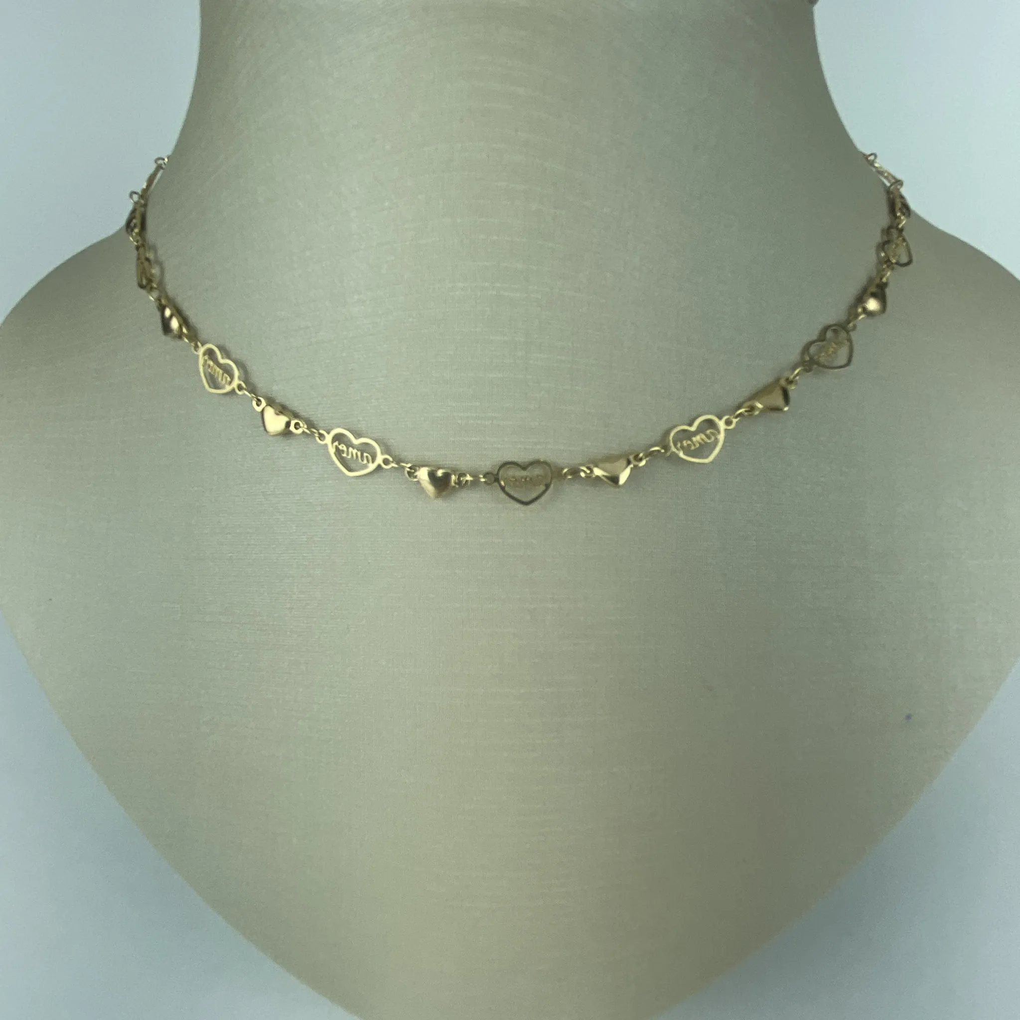 Choker com Corações e Amor Folheado a Ouro 18k