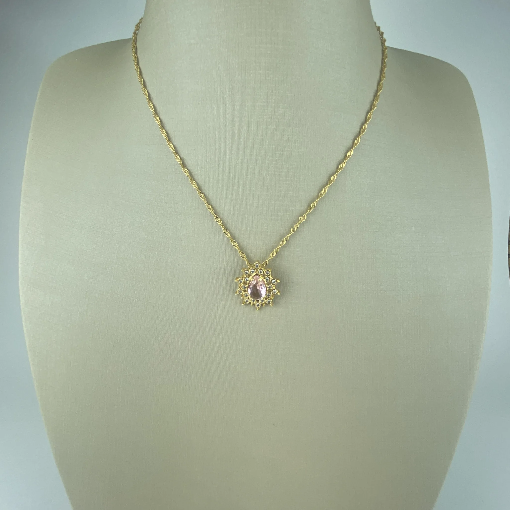 Colar Singapura com Pingente em Zircônia Folheado a Ouro 18k