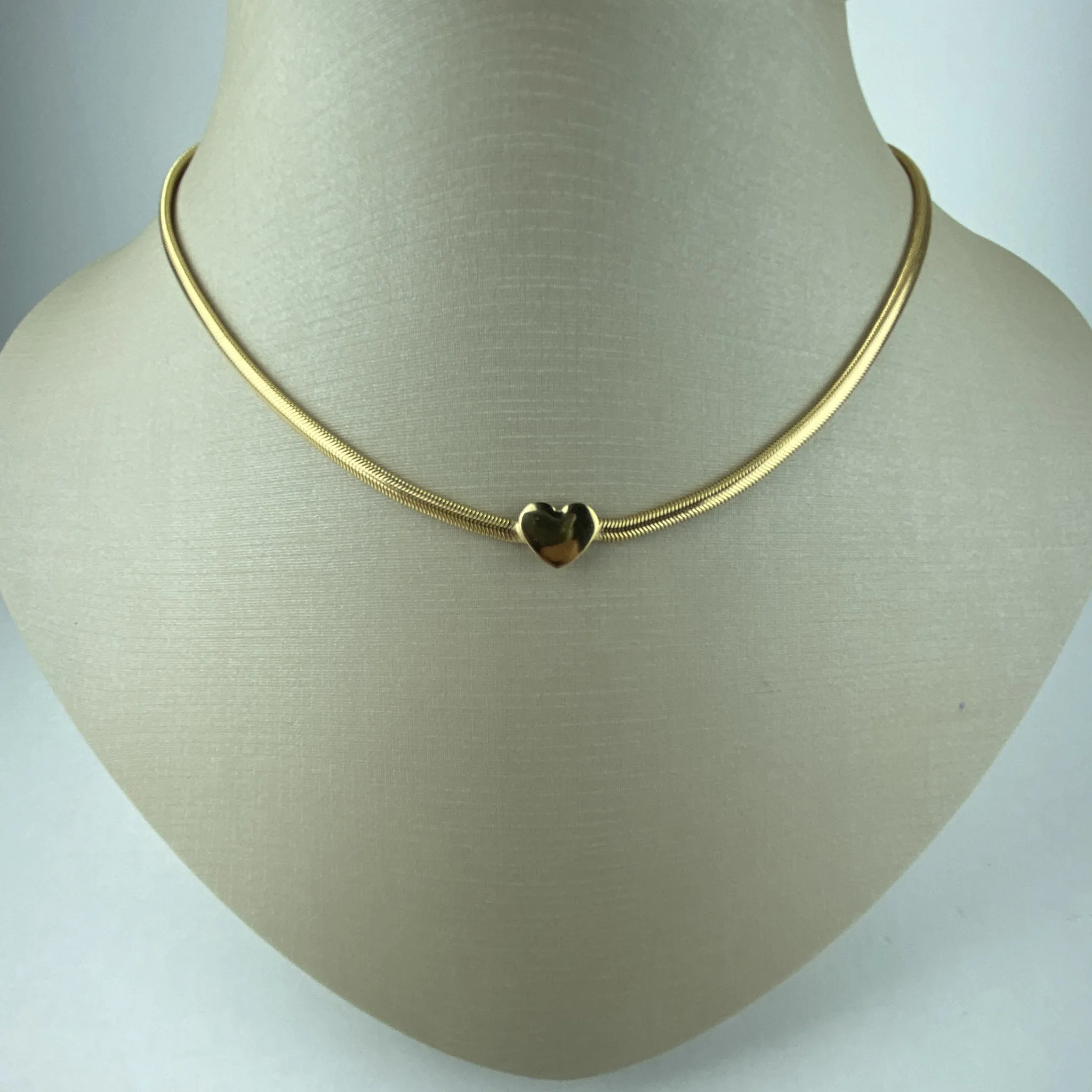 Colar Snake com Coração Folheado a Ouro 18k