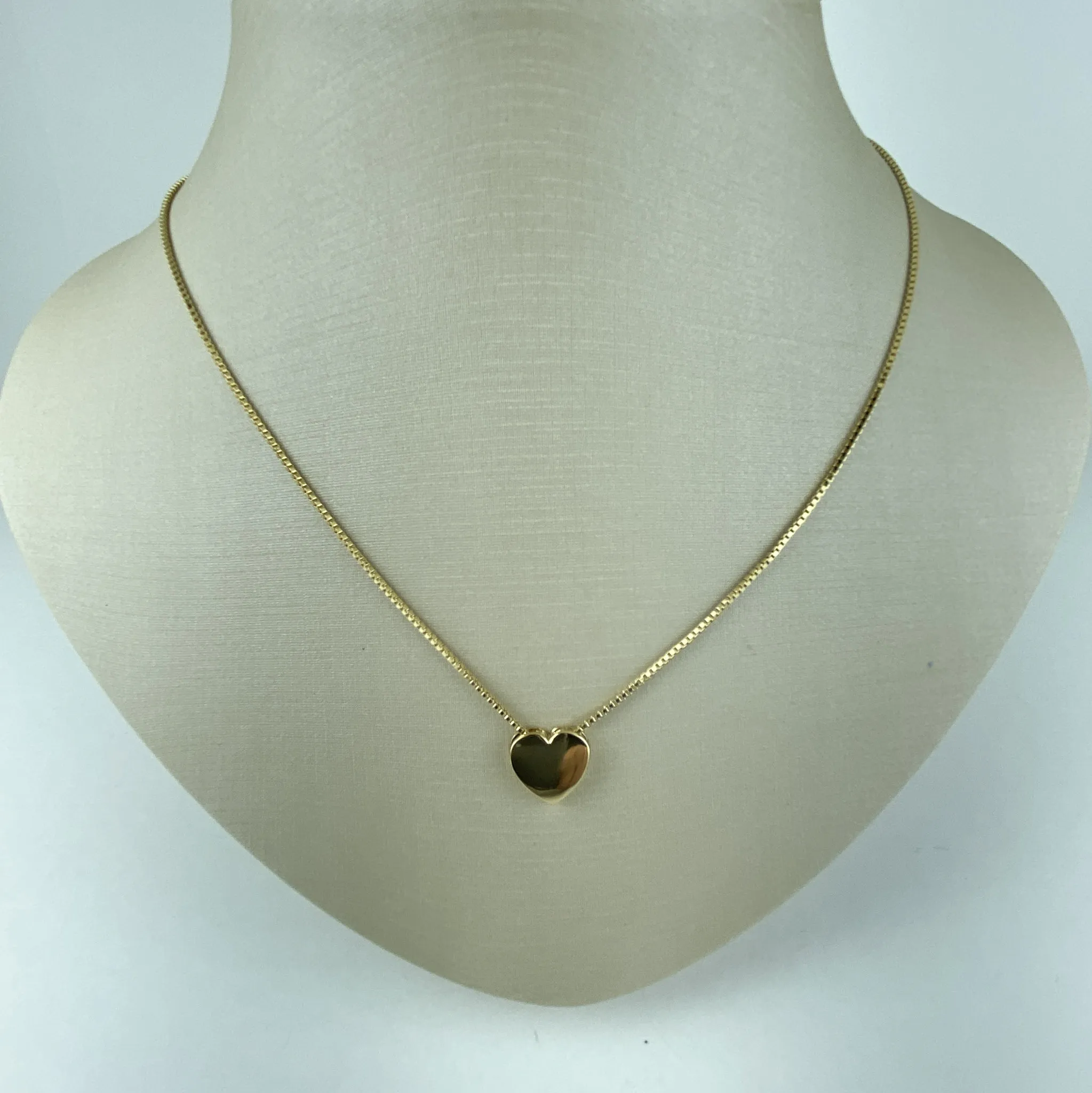 Colar Veneziana com Pingente de Coração Folheada a Ouro 18k