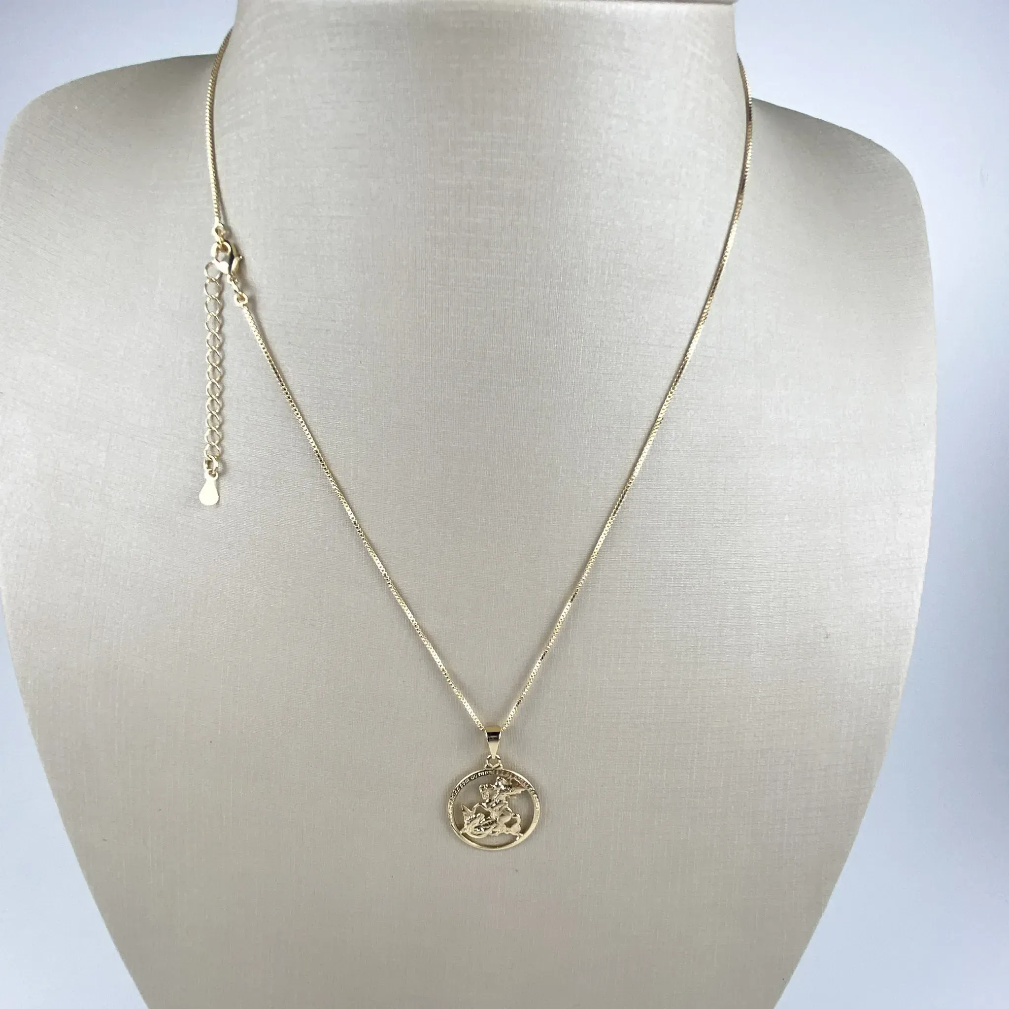 Colar Veneziana com Pingente São Jorge e Oração Folheado a Ouro 18k