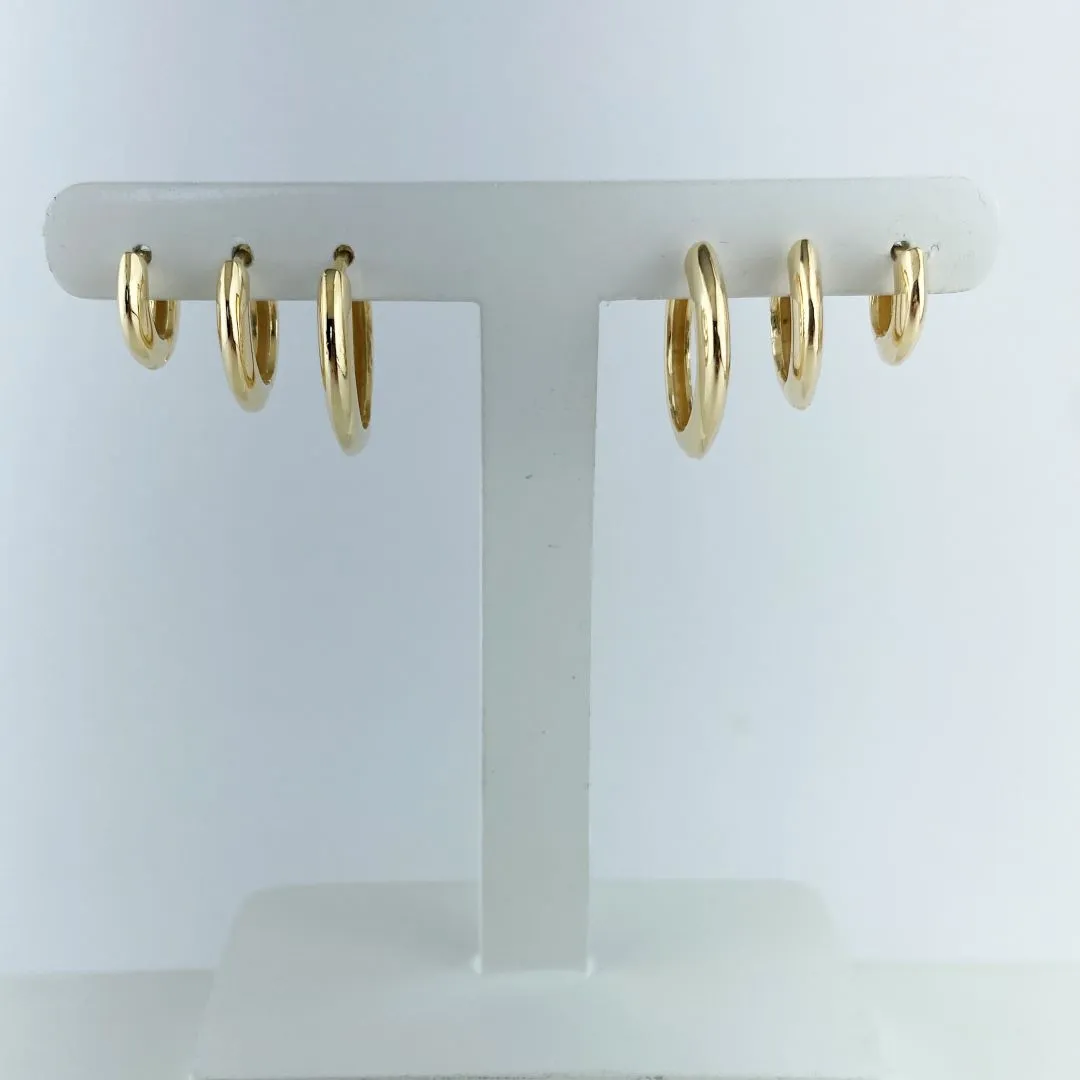 Brinco Trio de Argolas Lisas Folheado a Ouro 18k